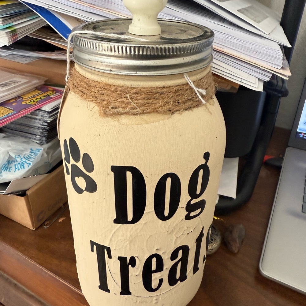 Antiqued Painted Gallon Glass Dog Treats Jars